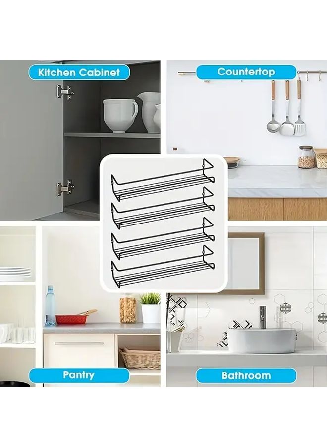 Wall Mounted Silvery Spice Rack Organizer For Kitchen Cabinet Door Storage - Image 4