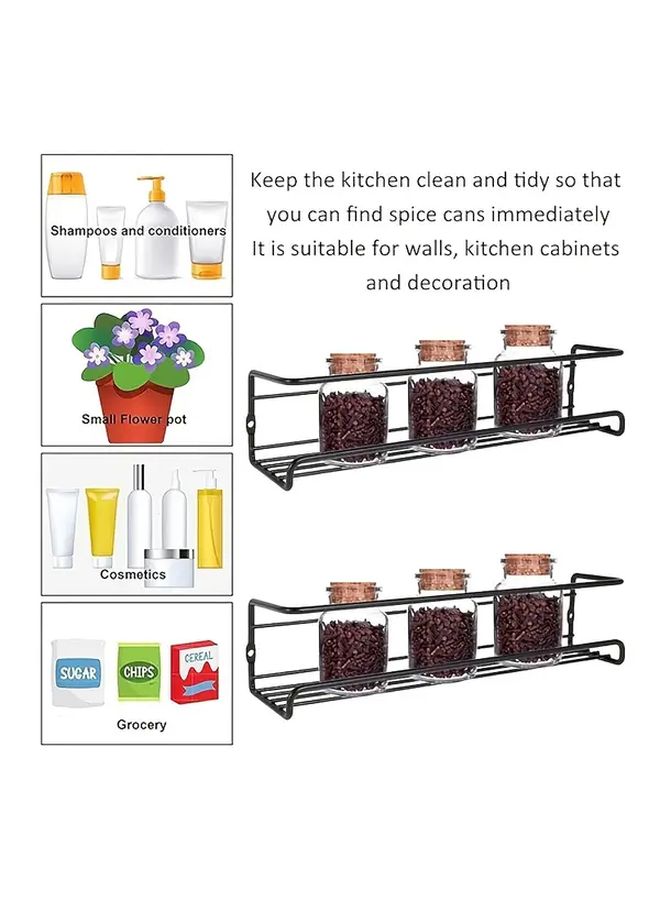 Wall Mounted Silvery Spice Rack Organizer For Kitchen Cabinet Door Storage - Image 5