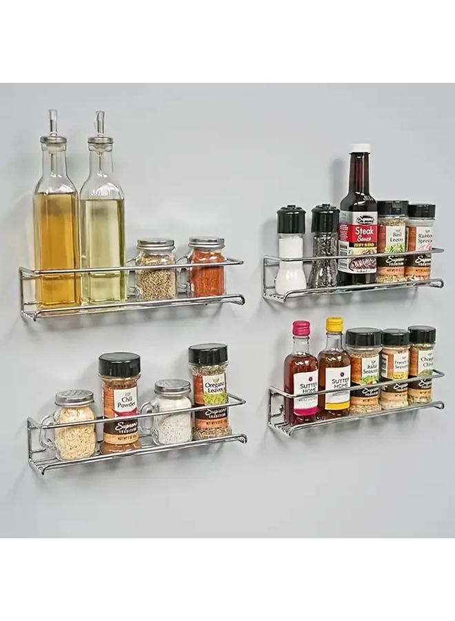 Wall Mounted Silvery Spice Rack Organizer For Kitchen Cabinet Door Storage - Image 3
