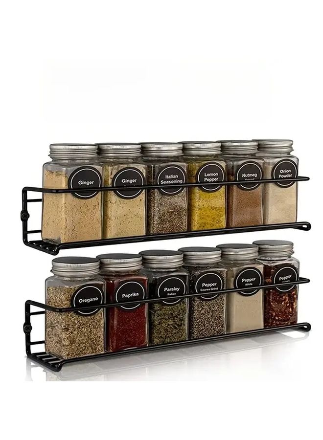 Wall Mounted Silvery Spice Rack Organizer For Kitchen Cabinet Door Storage - Image 1