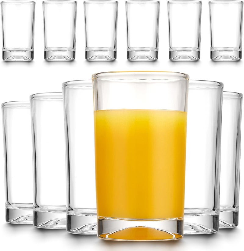 Mfacoy Small Juice Glasses Set of 6, 5.5-ounce Glass Cups, Heavy Base Small Drinking Glass Set, Clear Cups, Thick and Durable Shot Glasses, Drinking Glasses for Juice and Milk (Full Size - 5.5 Ounce) - Image 1