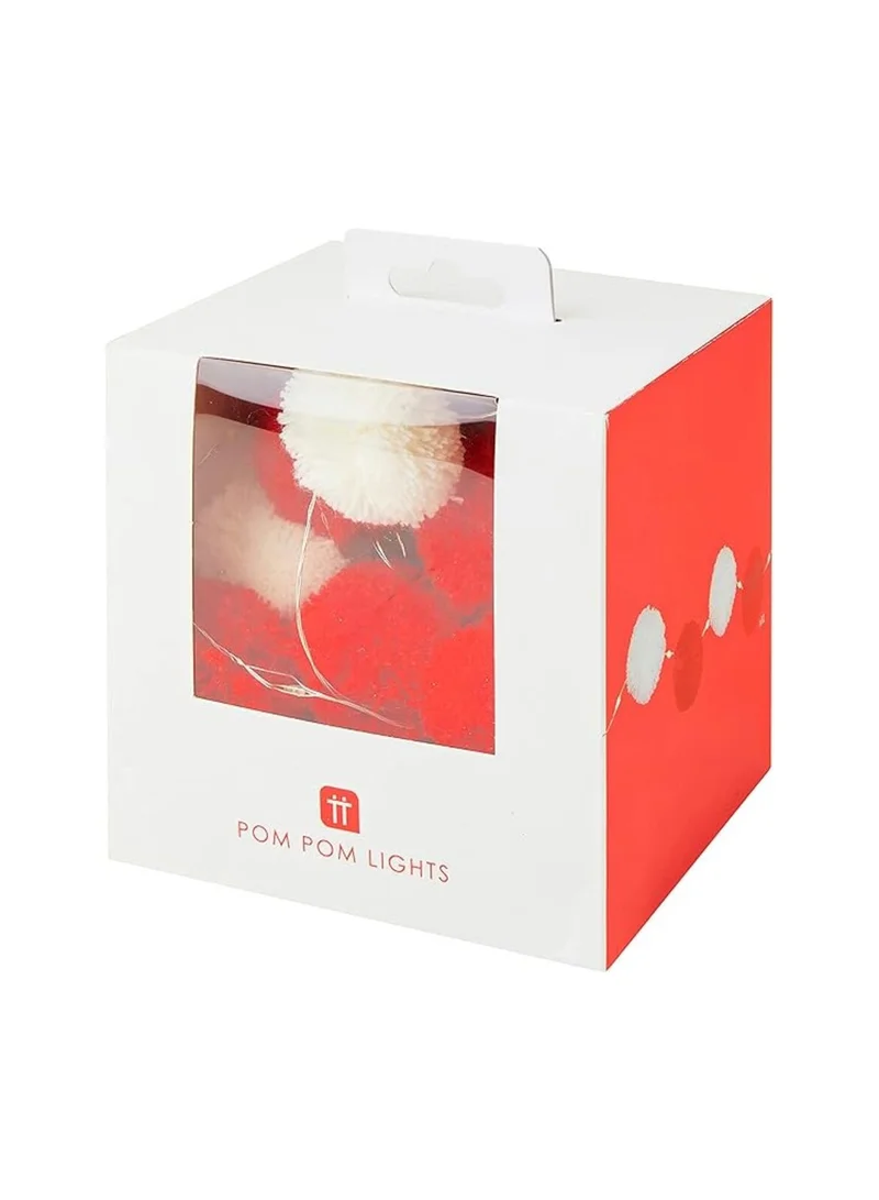 Talking Tables Talking Tables Party Illuminations Red And White Pom Pom Lights, 20 led, 2,