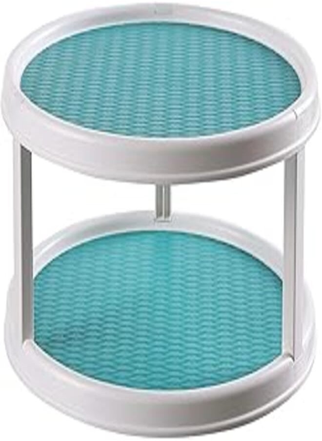 U-HOOME U-HOOME Lazy Susan Turntable (12 Inches) - Round Rotating Kitchen Spice Organizer for Cabinets, Pantry, Bathroom, Refrigerator - Non-Skid Surface & Rimmed Edge(Green, 2 Tier) 