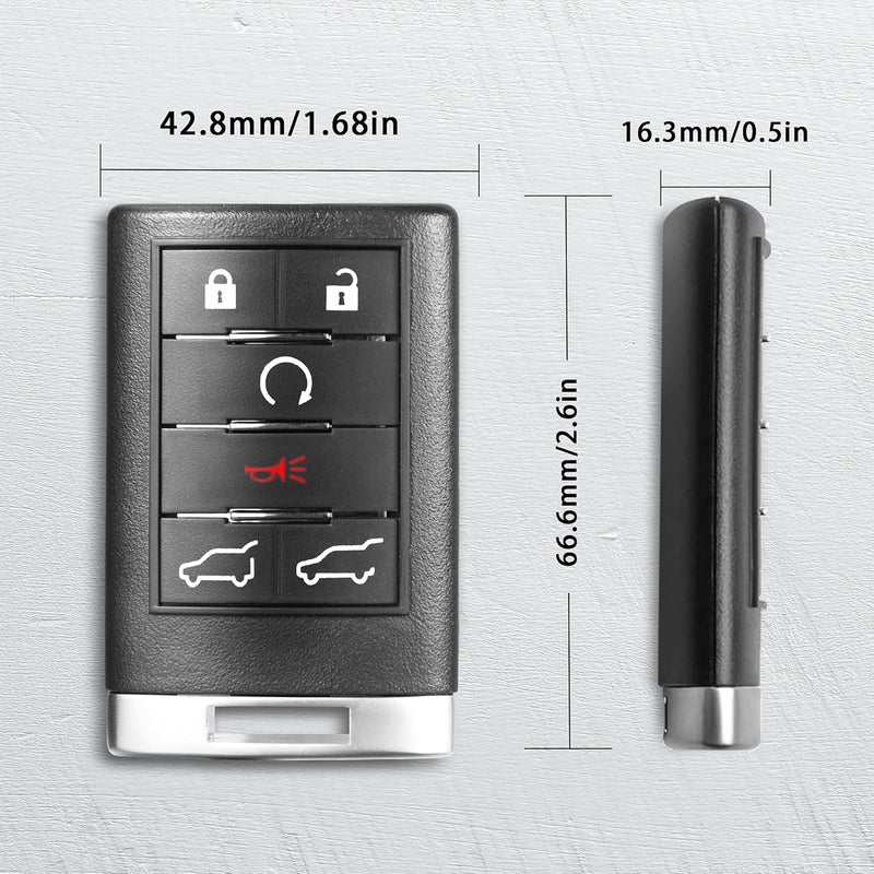 VOFONO 6 Buttons Key Fob Replacement Keyless Entry Remote Compatible with Cadillac Escalade ESV EXT 2007-2014 FCC ID: OUC6000066 850K-6000066 - Image 5