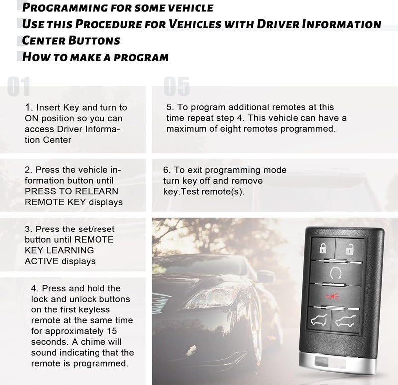VOFONO 6 Buttons Key Fob Replacement Keyless Entry Remote Compatible with Cadillac Escalade ESV EXT 2007-2014 FCC ID: OUC6000066 850K-6000066 - Image 4