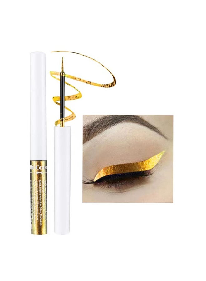 Mysense Chameleon Liquid Glitter Eyeliner Metallic Satin Eyeliner Liquid Liner MultiReflective Sparkle Finish Smudgeproof Longlasting Glitter Eye Shadow Makeup 01 Gold - Image 2