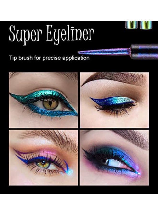 Mysense Chameleon Liquid Glitter Eyeliner Metallic Satin Eyeliner Liquid Liner MultiReflective Sparkle Finish Smudgeproof Longlasting Glitter Eye Shadow Makeup 01 Gold - Image 3