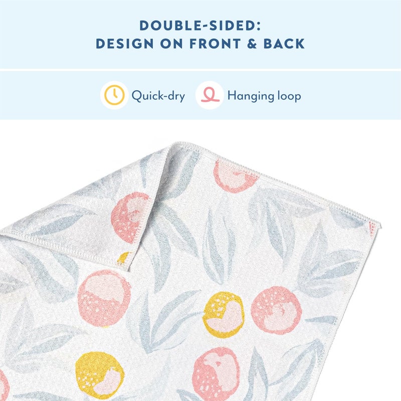 ELYN Microfiber Kitchen Dish Towel & Dish Cloth Set, Quick-Dry & Absorbent Waffle Weave Cleaning Cloths, Set of One Kitchen Towel & Two Washcloths, Paper Towels Alternative (Magnolias & Stripe) - Image 4