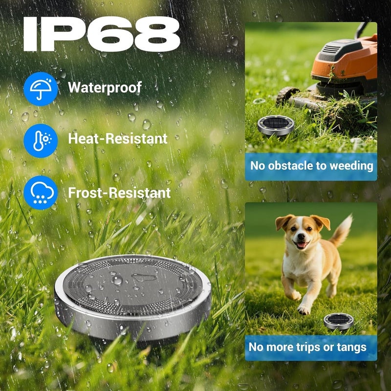 NIUB Solar Ground Lights Outdoor, 8 Pack Flat Solar Powered Disc Lights, IP68 Waterproof, Anti-Rust, Landscape Lighting for Pathway Garden Yard Lawn Walkway Landscape Driveway, Mini, Cool White - Image 3