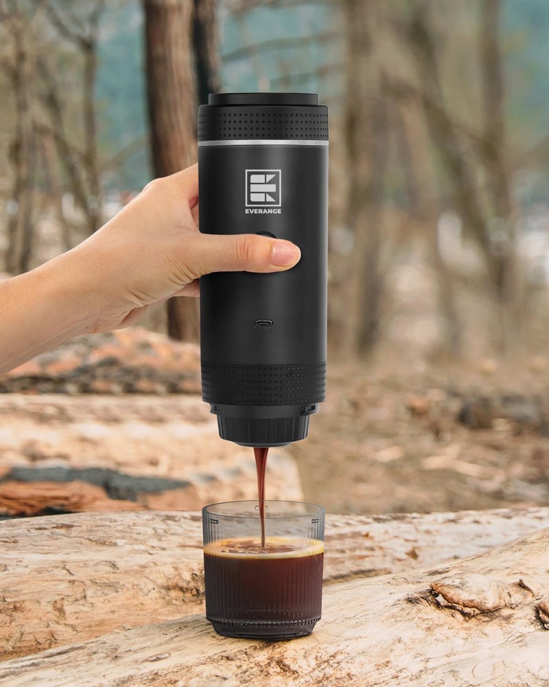 EVERANGE Portable Electric Espresso Machine, Car Coffee Maker for Travel Camping, Battery Powered Coffee Brewer Compatible with Ground Coffee & NS Capsules, Black - Image 4
