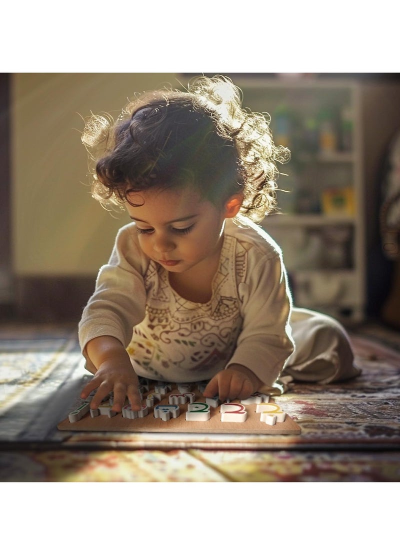 سيلكفكس اللغز الخشبي الأبجدي العربي ثلاثي الأبعاد للأطفال - 28 وحدة من الحروف الخشبية الملونة - حجم كبير، لعبة تعليمية لتعلم الطفل لتعلم اللغة المبكرة والاعتراف باللغة العربية - Image 3