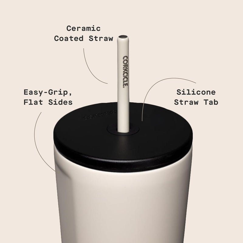 CORKCICLE Cold Cup Insulated Tumbler 24 oz | Reusable Water Bottle with Lid & Straw | Keeps Drinks Cold 12 Hours & Hot 5 Hours | Cupholder Friendly | Latte - Image 3