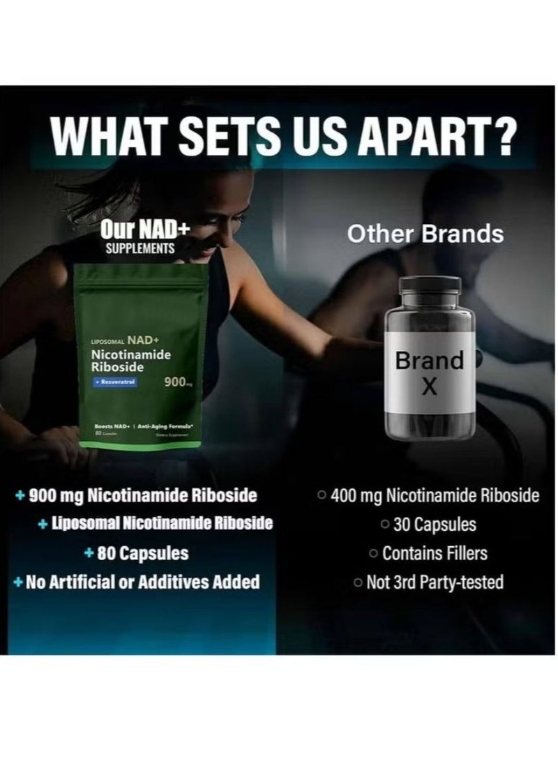 NAD High Purity NAD+ Supplement with Nicotinamide Riboside & Resveratrol for Energy, Vitality, Anti-Aging, Focus & DNA Repair – 80 Vegan Capsules with Liposomal Delivery for Maximum Absorption - Image 5