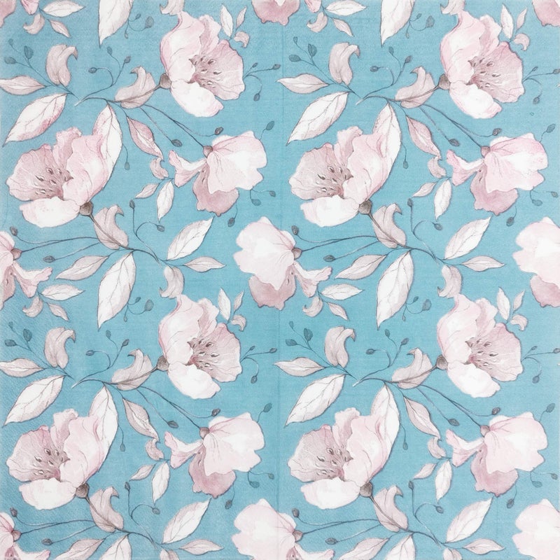 Zelten Colored Paper Napkins (Blue Flowers) - Image 2