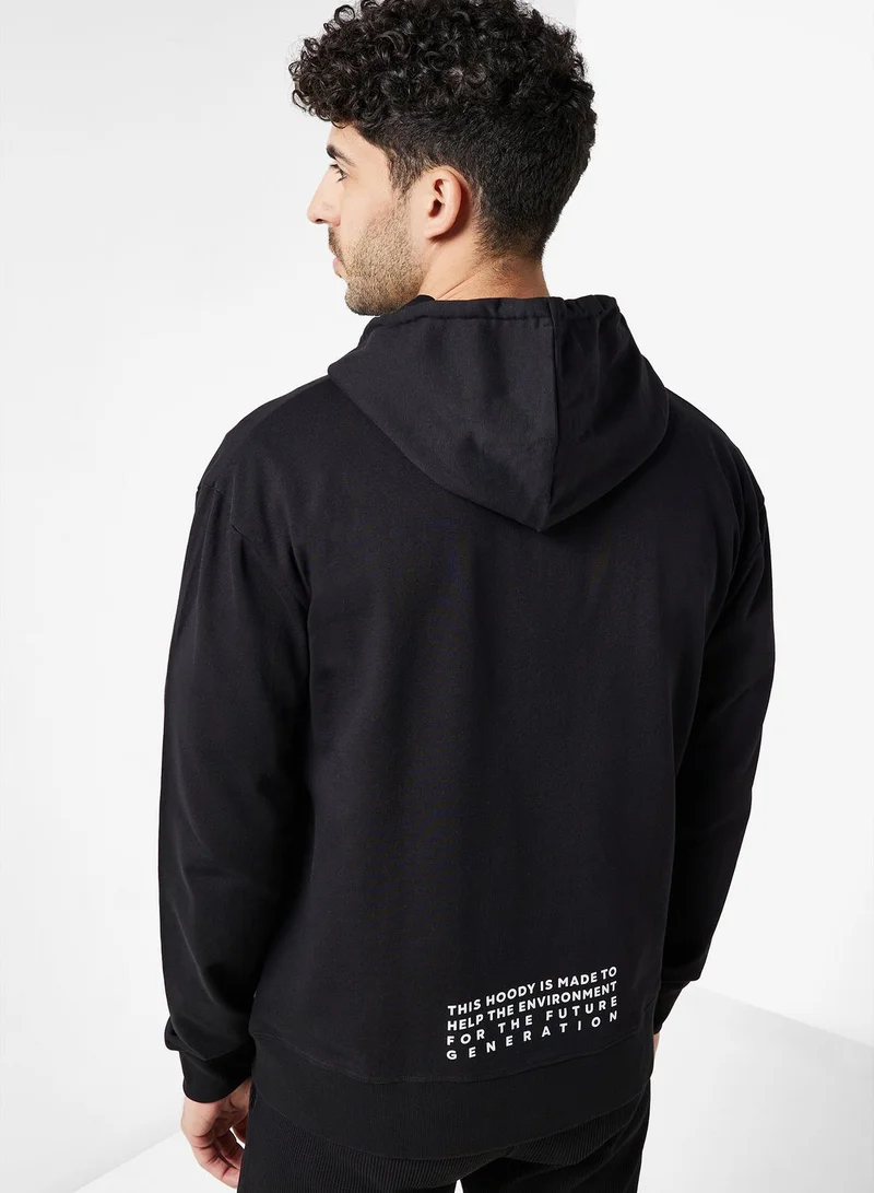 Namshi x Sustainable Oversize Zip Through Hoodie With Back Print