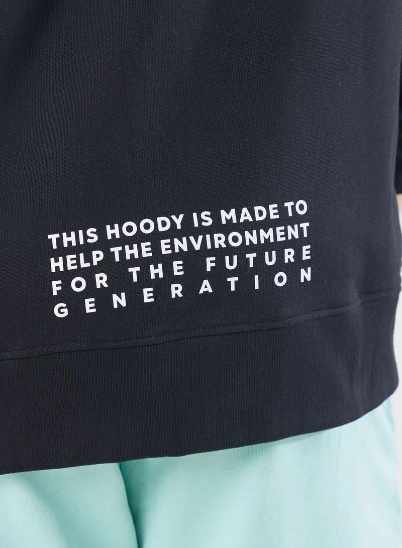 Namshi x Sustainable Oversize Zip Through Hoodie With Back Print