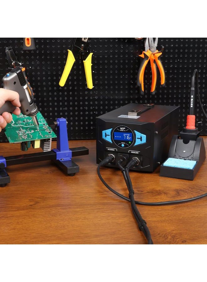 WeP 948D III 2-IN-1 ESD Safe Desoldering Station & Soldering Station with Fast-Heating Desoldering Gun & Soldering Iron, Sleep Mode, Automatic Shutdown, Temperature Calibration with 31 Pcs Accessories - Image 2