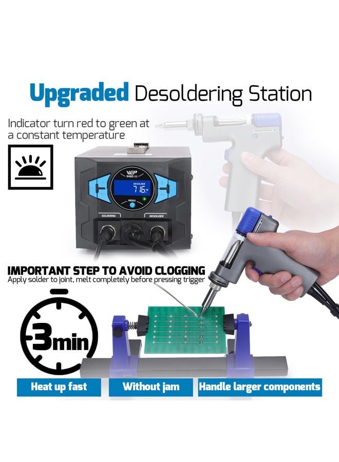 WeP 948D III 2-IN-1 ESD Safe Desoldering Station & Soldering Station with Fast-Heating Desoldering Gun & Soldering Iron, Sleep Mode, Automatic Shutdown, Temperature Calibration with 31 Pcs Accessories - Image 5