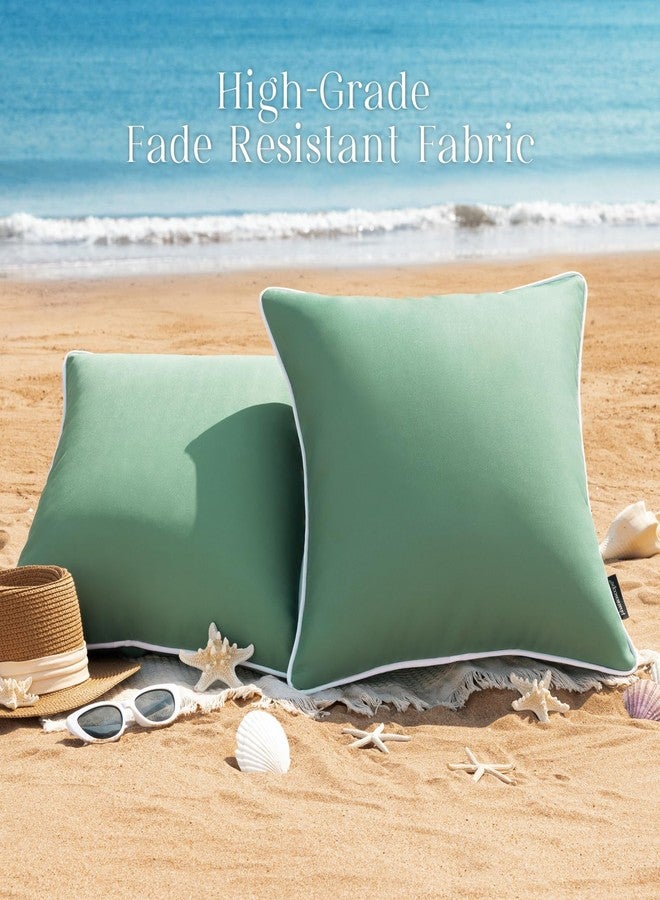 Phantoscope Pack of 2 Outdoor Waterproof Throw Pillow Covers Decorative Square Cushion Case Patio Pillows for Couch Tent Sunbrella, Pine Green 18x18 inches - Image 5