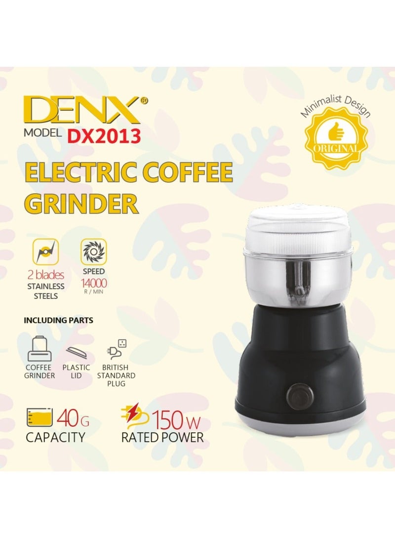 Denx Coffee, spices and grain grinder with a power of 150 watts and a rotation speed of 14,000 rpm - Image 1