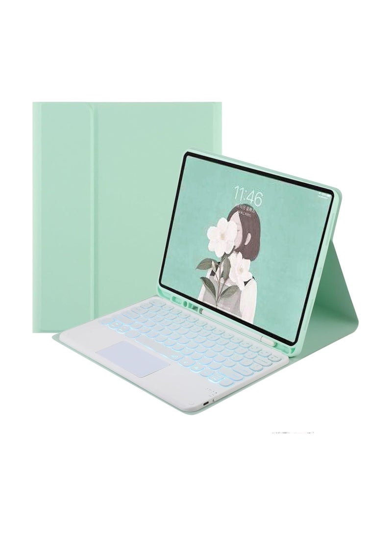 عام "حافظة كيبورد متوافقة مع آيباد (A16) الجيل 11 (2025) - حافظة عمودية مع حامل قيم، لوحة مفاتيح مضيئة بـ7 ألوان مع لوحة لمس" - Image 1