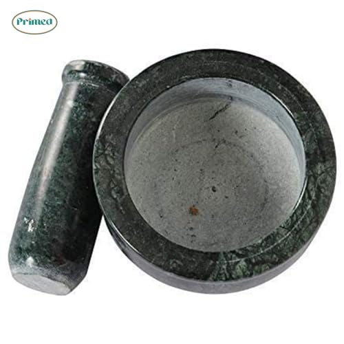 Primed Green Marble Granite Imam Dasta 5 Inch | Okhli Musal | Mortar and Pestle Set | Kharal | khalbatta | Mixer and Grinder Set for Kitchen (5 Inch, Green Marble) - Image 4