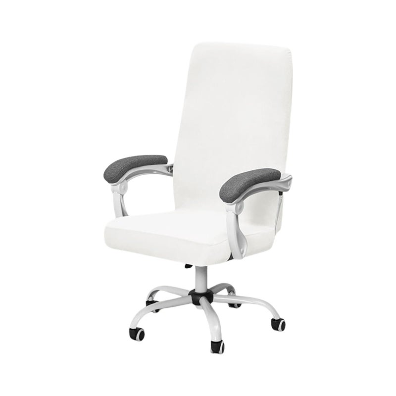 White Velvet Stretch Seat Covers Breathable Washable Protectors for Office Swivel Chairs - Image 2