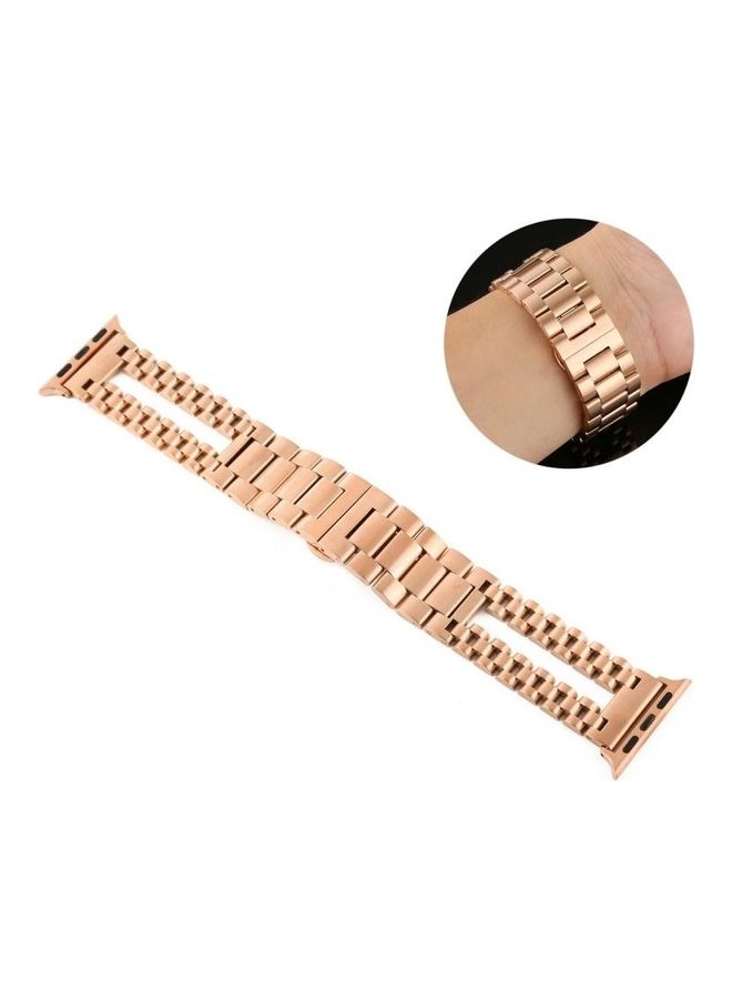 إسكدنيا Stainless Steel Replacement Band For Apple Watch Series 6/SE/5/4 44mm And 3/2/1 42mm Rose Gold - Image 1