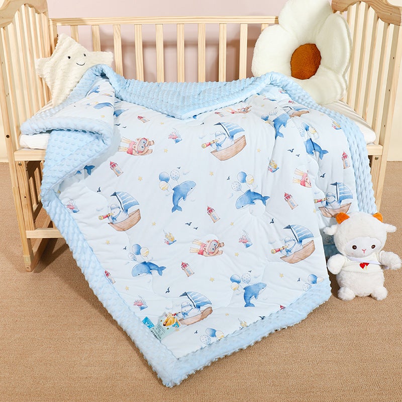 Kindergarten Childrens Beanie Cartoon Printed Blanket Machine Washable Kick-proof Quilt Four Seasons Baby Products little sailor