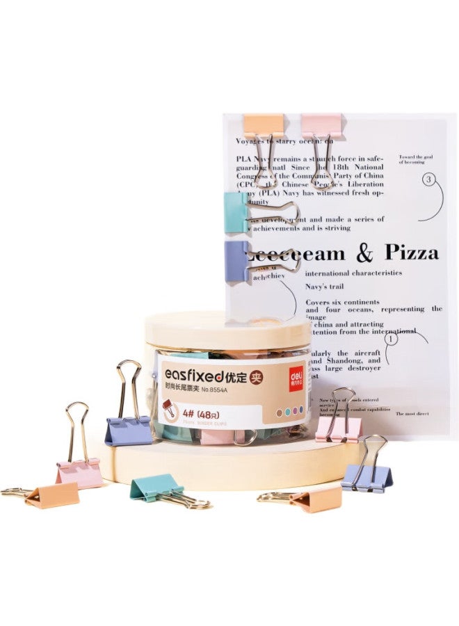 Deli 48 Pieces 25Mm Medium Morandi Color Stylish Long Tail Binder Clips, Upgraded New Color Scheme, 48 Pieces/Tube, 8554A - Image 2