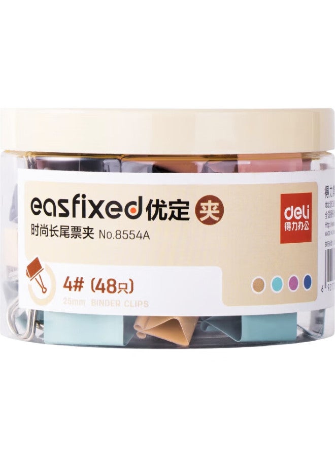 Deli 48 Pieces 25Mm Medium Morandi Color Stylish Long Tail Binder Clips, Upgraded New Color Scheme, 48 Pieces/Tube, 8554A - Image 1
