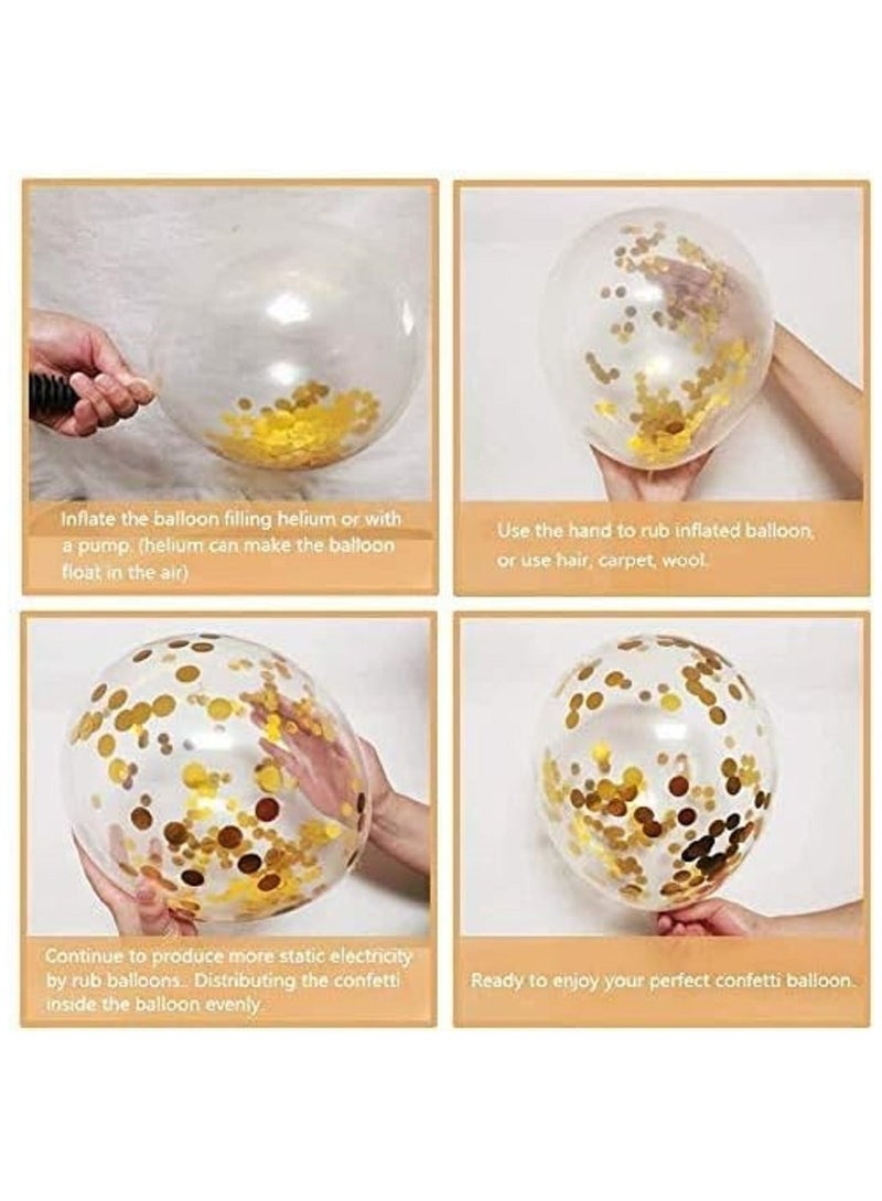 Boxwoods 70 PCS Of White Gold Chrome And Confetti Balloons For Birthday Anniversary And Ramadan Iftar Party Decoratio - Image 4