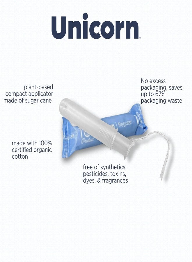 UNICORN Tampons, Organic Plant-Based Compact Applicator Regular Cotton Tampon Cartridge (60 Count, Pack of 1 - Image 3