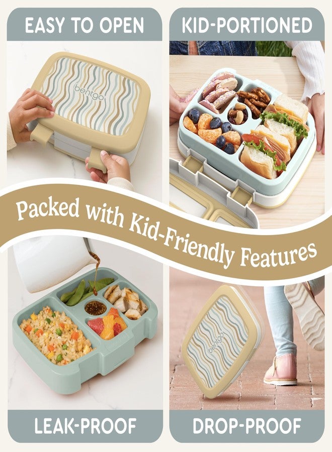 Bentgo Kids 5-Compartment Leak-Proof Bento-Style Lunch Box (Whimsy & Wonder Collection) - Ideal for Ages 3-7, Drop-Proof & Durable, Dishwasher Safe, & PFAS & BPA-Free Materials (Wavy) - Image 4