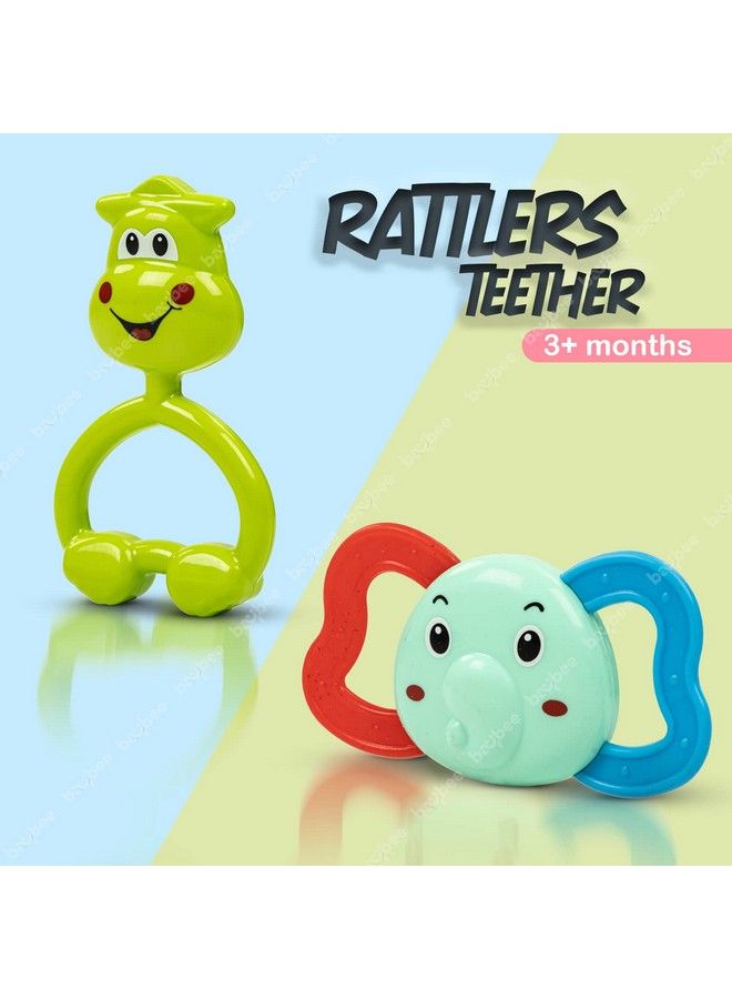 BAYBEE 5Pcs Baby Rattles Toys Set For Babies Non Toxic Rattle Teether Set With Smooth Edges ; Newborn Baby Gift Products ; Baby Rattles Set For Newborn Infant Babies 3 12 Months Boy Girl (5 Pcs) - Image 3