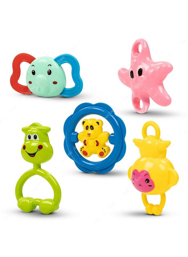 BAYBEE 5Pcs Baby Rattles Toys Set For Babies Non Toxic Rattle Teether Set With Smooth Edges ; Newborn Baby Gift Products ; Baby Rattles Set For Newborn Infant Babies 3 12 Months Boy Girl (5 Pcs) - Image 1