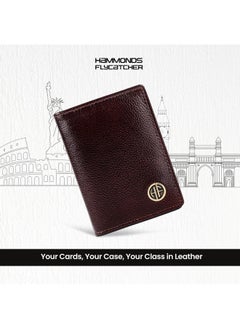 HAMMONDS FLYCATCHER HAMMONDS FLYCATCHER Genuine Leather Card Holder for Men, Credit Card Holder, Slim Bi-Fold RFID Protected Credit Card Wallet for Men with 4 Card Slot (Fits Upto 8 Cards), Metal Snap Button - Brown  - Image 2