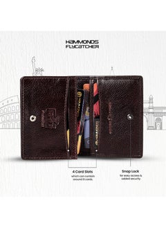HAMMONDS FLYCATCHER HAMMONDS FLYCATCHER Genuine Leather Card Holder for Men, Credit Card Holder, Slim Bi-Fold RFID Protected Credit Card Wallet for Men with 4 Card Slot (Fits Upto 8 Cards), Metal Snap Button - Brown  - Image 5