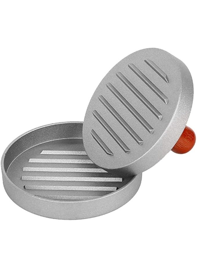Premium Aluminum Burger Press with Wooden Handle – Non-Stick Patty Maker for Grilling and Kitchen Use - Image 1