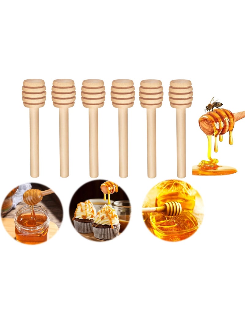 Lavish Natural Wood Honey Spoon | 10CM | 6-PACK | Honey Dipper Sticks | Drizzling | Stirring | Dispensing Honey | Jam | Syrup | Eco-Friendly | Kitchen & Party Favors - Image 1