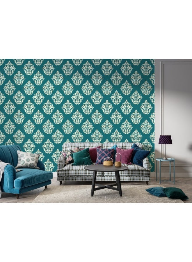 Home Gallery Damask Seamless Pattern Element Fabric Wallpaper Covers An Area ​​Up To 4.2Mx3M With Adhesive  And Smoothing Tool - Image 2