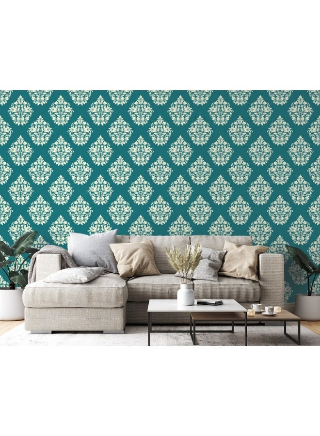 Home Gallery Damask Seamless Pattern Element Fabric Wallpaper Covers An Area ​​Up To 4.2Mx3M With Adhesive  And Smoothing Tool - Image 5