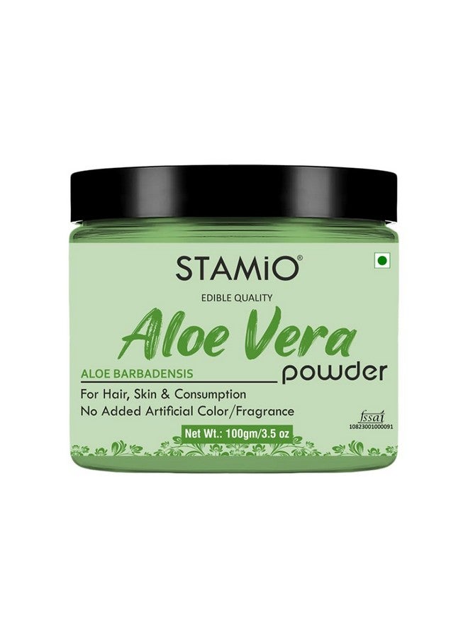 STAMIO Aloe Vera Powder 100 Gm | Pure Aloe Barbadensis - Aloevera | In Jar 3.53 Oz - Image 1
