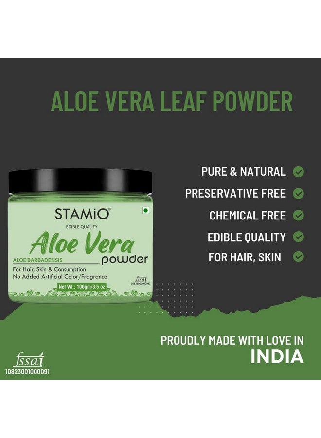 STAMIO Aloe Vera Powder 100 Gm | Pure Aloe Barbadensis - Aloevera | In Jar 3.53 Oz - Image 2
