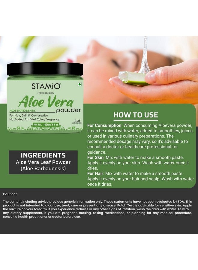 STAMIO Aloe Vera Powder 100 Gm | Pure Aloe Barbadensis - Aloevera | In Jar 3.53 Oz - Image 3