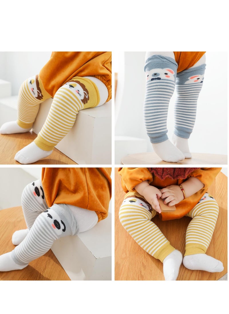Excefore Baby Toddler Leg Warmers, 3 Pairs Stripe Unisex Legwarmers Knee Socks Knee Protector Leg Sleeves Leggings for Boys Girls Fit to 0-3 Years, One size (Cute Animal Pattern)  - Image 4