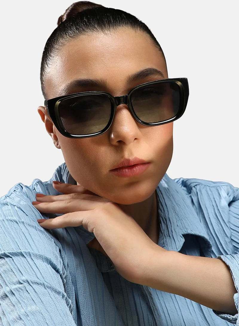 صوص هاوت نظارة شمسية بإطار كامل مستطيلة - أسود