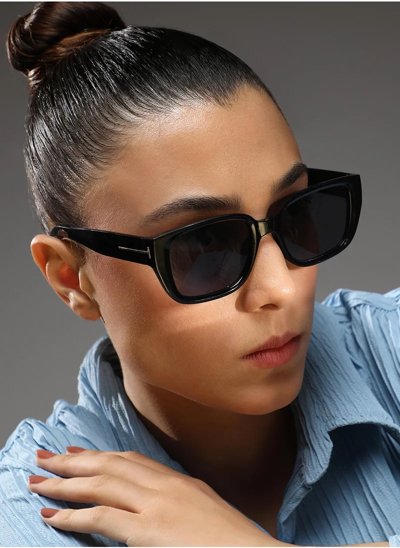 Haute Sauce Full Rim Rectangular Sunglasses - Black