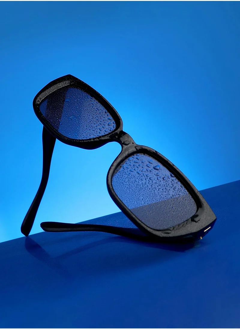 Haute Sauce Full Rim Rectangular Sunglasses - Black