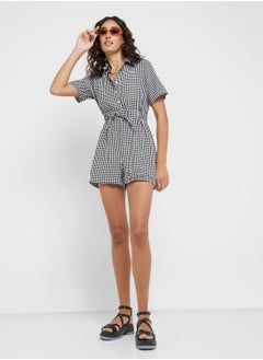 Ginger Buttoned Down Gingham Playsuit  - Image 4